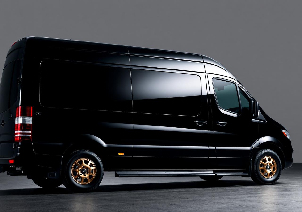 Black luxury shuttle van